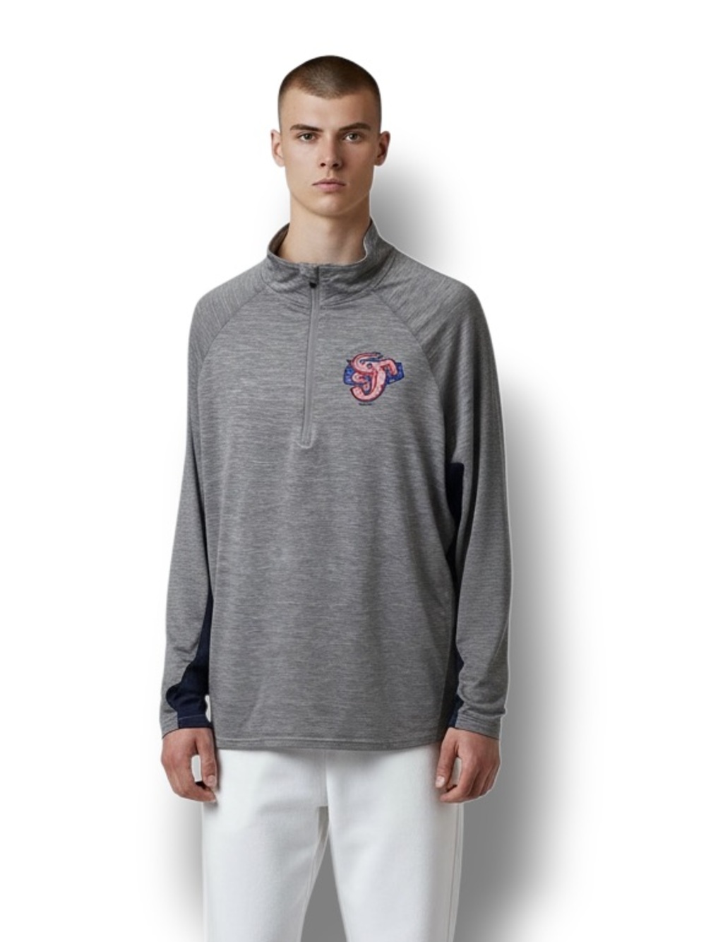 47 Forward Adult 1/4 Zip Active Performance Pullover Jumbo Shrimp, Gray, size XL